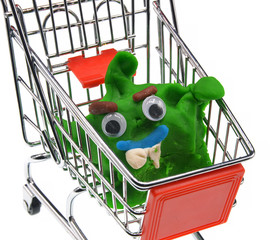 Wall Mural - corona virus toy in shopping cart