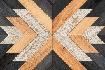 Wall Mural - Vintage wooden wall with chevron pattern. Wooden boards texture for background. 
