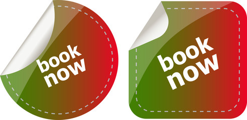 Poster - stickers label set business tag with book now word