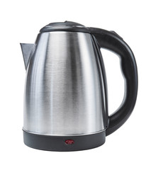 metal electric kettle isolated on white background