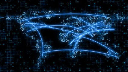 Wall Mural - world map computer network global