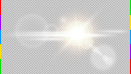 Wall Mural - abstract front sun lens flare translucent special light effect design. vector blur in motion glow gl