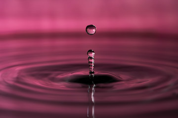 Drop of water splashing macro with ripples