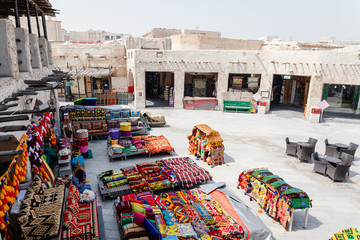 Wall Mural - Doha City, Qatar - March 2, 2020: View on traditional arabian market Souq Waqif