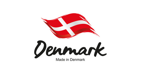 Made in Denmark handwritten flag ribbon typography lettering logo label banner