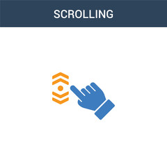 Poster - two colored Scrolling concept vector icon. 2 color Scrolling vector illustration. isolated blue and orange eps icon on white background.