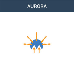 Wall Mural - two colored Aurora concept vector icon. 2 color Aurora vector illustration. isolated blue and orange eps icon on white background.