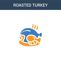 two colored Roasted turkey concept vector icon. 2 color Roasted turkey vector illustration. isolated blue and orange eps icon on white background.