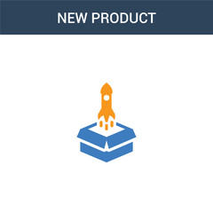 two colored New product concept vector icon. 2 color New product vector illustration. isolated blue and orange eps icon on white background.