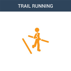 two colored trail running concept vector icon. 2 color trail running vector illustration. isolated blue and orange eps icon on white background.