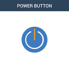 Poster - two colored Power button concept vector icon. 2 color Power button vector illustration. isolated blue and orange eps icon on white background.