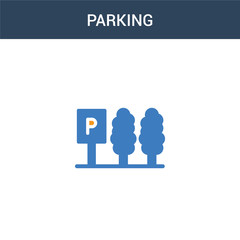 two colored Parking concept vector icon. 2 color Parking vector illustration. isolated blue and orange eps icon on white background.