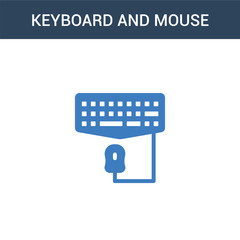 Poster - two colored Keyboard and mouse concept vector icon. 2 color Keyboard and mouse vector illustration. isolated blue and orange eps icon on white background.