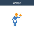 © BestVectorStock - two colored Waiter concept vector icon. 2 color Waiter vector illustration. isolated blue and orange eps icon on white background.