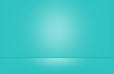 Poster - 3d rendering. Empty Modern luxury blue gradient color light cement wall and floor background.