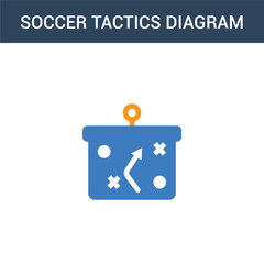 two colored Soccer tactics diagram concept vector icon. 2 color Soccer tactics diagram vector illustration. isolated blue and orange eps icon on white background.