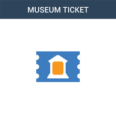 two colored museum Ticket concept vector icon. 2 color museum Ticket vector illustration. isolated blue and orange eps icon on white background.