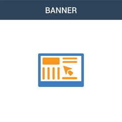 two colored Banner concept vector icon. 2 color Banner vector illustration. isolated blue and orange eps icon on white background.