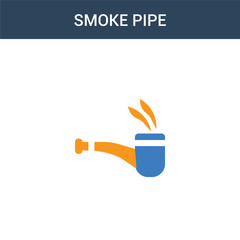 two colored smoke Pipe concept vector icon. 2 color smoke Pipe vector illustration. isolated blue and orange eps icon on white background.