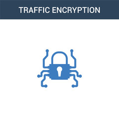 two colored traffic encryption concept vector icon. 2 color traffic encryption vector illustration. isolated blue and orange eps icon on white background.