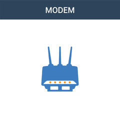 Poster - two colored Modem concept vector icon. 2 color Modem vector illustration. isolated blue and orange eps icon on white background.