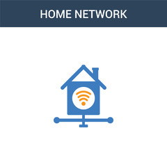 Wall Mural - two colored Home network concept vector icon. 2 color Home network vector illustration. isolated blue and orange eps icon on white background.