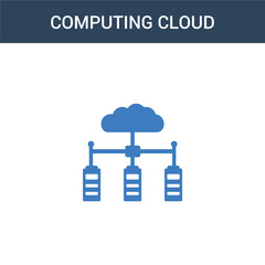 Wall Mural - two colored Computing cloud concept vector icon. 2 color Computing cloud vector illustration. isolated blue and orange eps icon on white background.