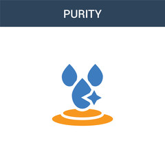 two colored purity concept vector icon. 2 color purity vector illustration. isolated blue and orange eps icon on white background.