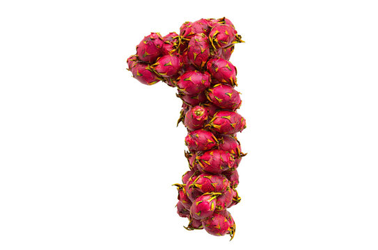 Number 1 from dragon fruits, 3D rendering