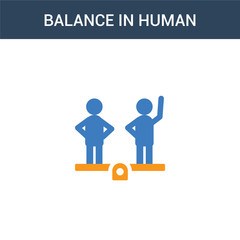 Poster - two colored Balance in human resources concept vector icon. 2 color Balance in human resources vector illustration. isolated blue and orange eps icon on white background.