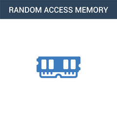 two colored Random access memory concept vector icon. 2 color Random access memory vector illustration. isolated blue and orange eps icon on white background.