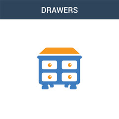 two colored Drawers concept vector icon. 2 color Drawers vector illustration. isolated blue and orange eps icon on white background.