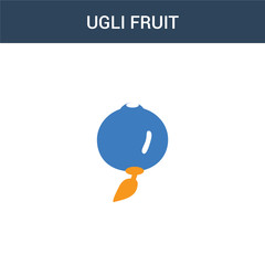 two colored Ugli fruit concept vector icon. 2 color Ugli fruit vector illustration. isolated blue and orange eps icon on white background.