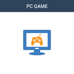 Poster - two colored Pc game concept vector icon. 2 color Pc game vector illustration. isolated blue and orange eps icon on white background.