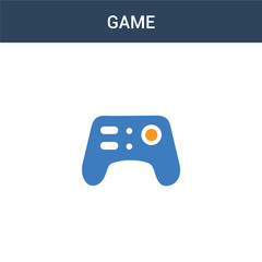 Poster - two colored Game concept vector icon. 2 color Game vector illustration. isolated blue and orange eps icon on white background.