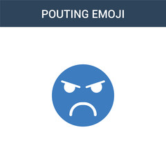 two colored Pouting emoji concept vector icon. 2 color Pouting emoji vector illustration. isolated blue and orange eps icon on white background.