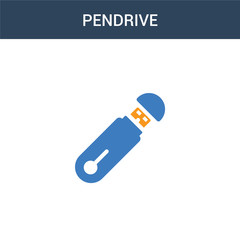 Poster - two colored Pendrive concept vector icon. 2 color Pendrive vector illustration. isolated blue and orange eps icon on white background.