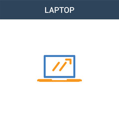Poster - two colored Laptop concept vector icon. 2 color Laptop vector illustration. isolated blue and orange eps icon on white background.