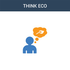 two colored Think eco concept vector icon. 2 color Think eco vector illustration. isolated blue and orange eps icon on white background.