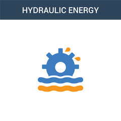 two colored Hydraulic energy concept vector icon. 2 color Hydraulic energy vector illustration. isolated blue and orange eps icon on white background.