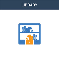 two colored Library concept vector icon. 2 color Library vector illustration. isolated blue and orange eps icon on white background.