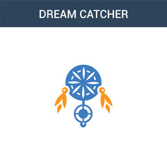 two colored Dream Catcher concept vector icon. 2 color Dream Catcher vector illustration. isolated blue and orange eps icon on white background.