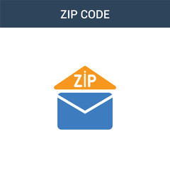 two colored zip code concept vector icon. 2 color zip code vector illustration. isolated blue and or