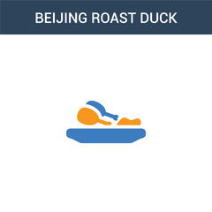 two colored Beijing Roast Duck concept vector icon. 2 color Beijing Roast Duck vector illustration. isolated blue and orange eps icon on white background.