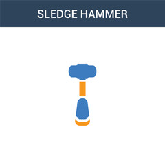 two colored Sledge hammer concept vector icon. 2 color Sledge hammer vector illustration. isolated blue and orange eps icon on white background.