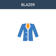 two colored Blazer concept vector icon. 2 color Blazer vector illustration. isolated blue and orange eps icon on white background.