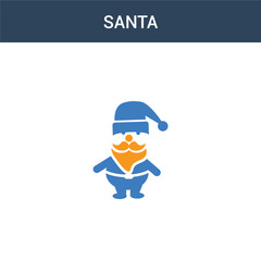 two colored Santa concept vector icon. 2 color Santa vector illustration. isolated blue and orange eps icon on white background.