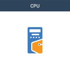 two colored Cpu concept vector icon. 2 color Cpu vector illustration. isolated blue and orange eps icon on white background.