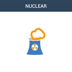 two colored Nuclear concept vector icon. 2 color Nuclear vector illustration. isolated blue and orange eps icon on white background.