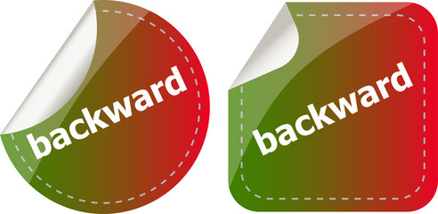 Poster - backward word on stickers button set, label